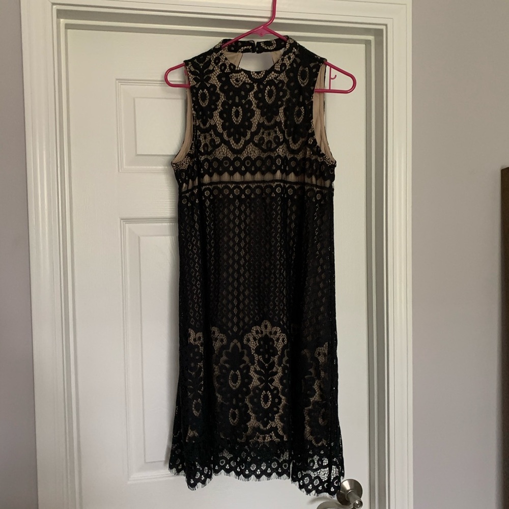 Love Fire Black Lace Mock Neck Dress